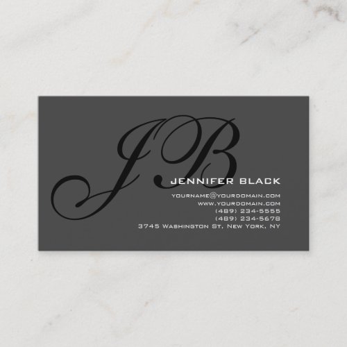 Monogram Grey Black Color Tones Business Card