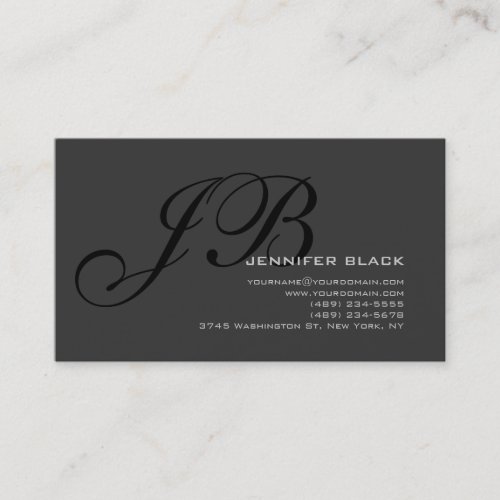 Monogram Grey Black Consultant Business Card