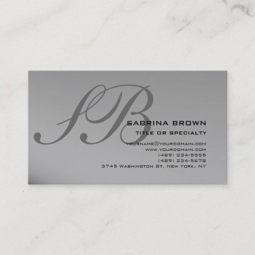 Monogram Grey Black Consultant Business Card