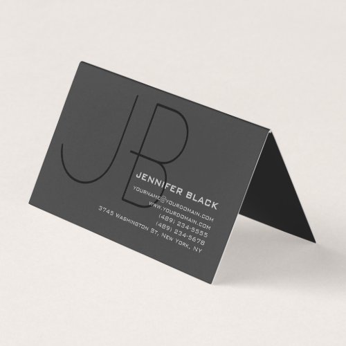 Monogram Grey Black Consultant Modern Minimalist Business Card