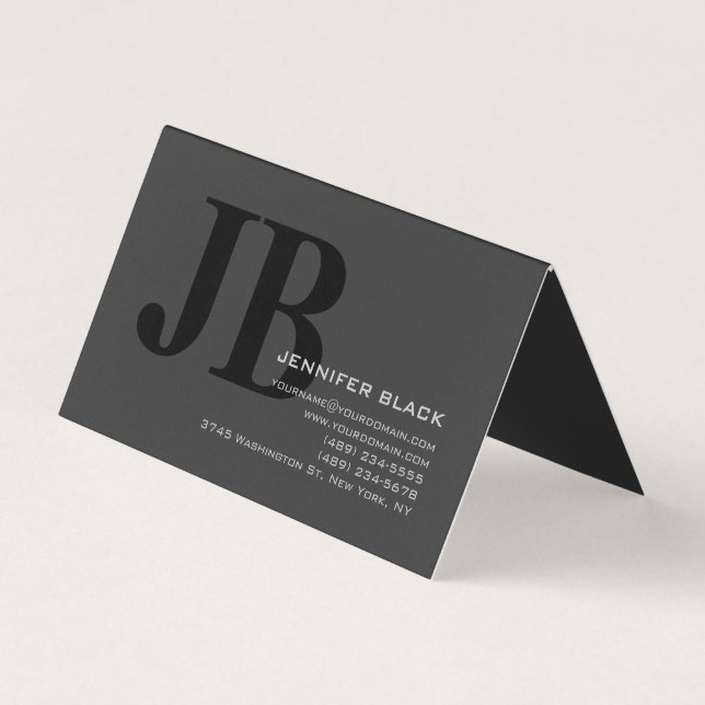 Monogram Grey Black Consultant Modern Minimalist Business Card (Front)