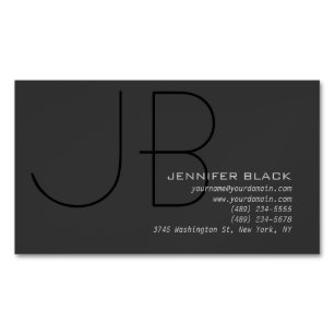 Monogram Grey Black Consultant Modern Minimalist Business Card Magnet
