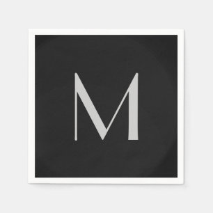 Monogram Grey Black Modern Add Your Name Initial Napkins