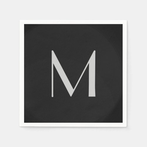 Monogram Grey Black Modern Add Your Name Initial Napkins