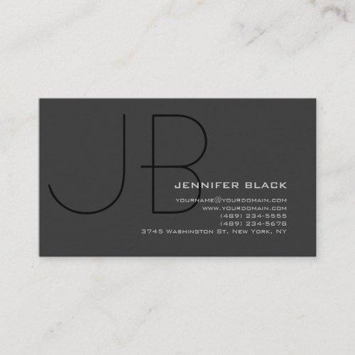 Monogram Grey Black Ultra_Thick Business Card