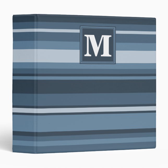 Monogram grey-blue stripes 3 ring binder (Front/Spine)