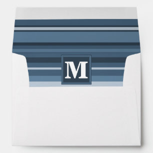 Monogram grey-blue stripes envelope