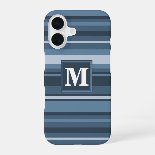 Monogram grey-blue stripes  iphone case (Back)