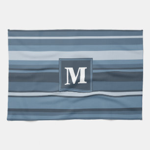 Monogram grey-blue stripes towel