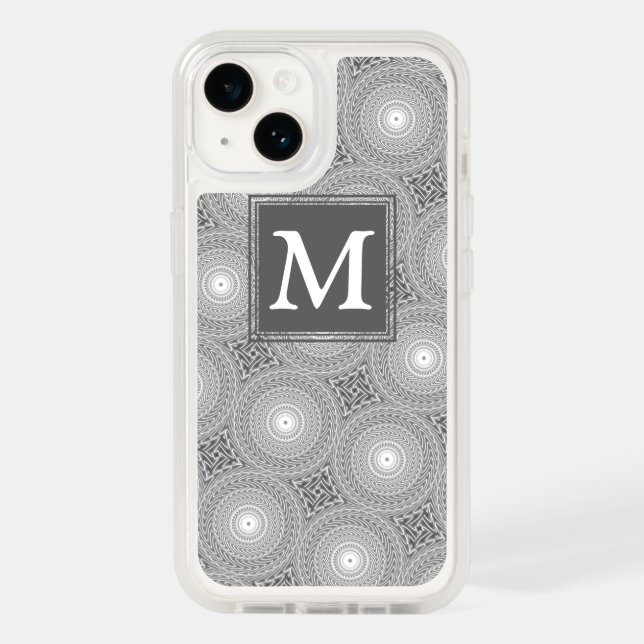Monogram grey circles pattern OtterBox iPhone case (Back)