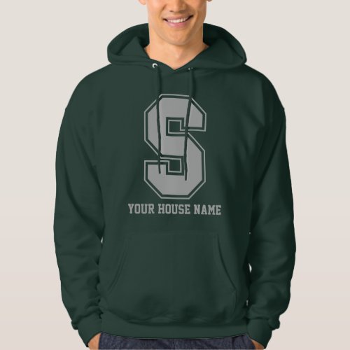 Monogram Grey Green College House Initial S Hoodie