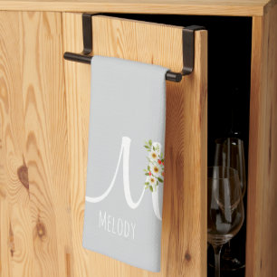 Monogram grey Kitchen Towel Housewarmng gift