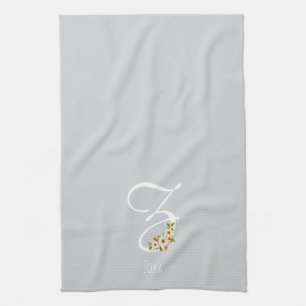 Monogram grey Kitchen Towel Housewarmng gift