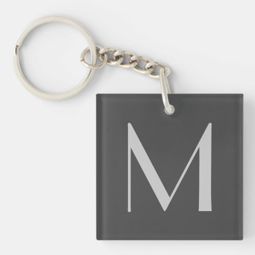 Monogram Grey Modern Add Your Name Initial Keychain