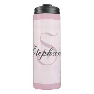 Monogram Grey Pink Trendy Elegant Girly Modern Thermal Tumbler