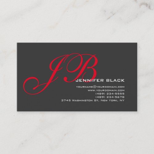 Monogram Grey Red Consultant Business Card