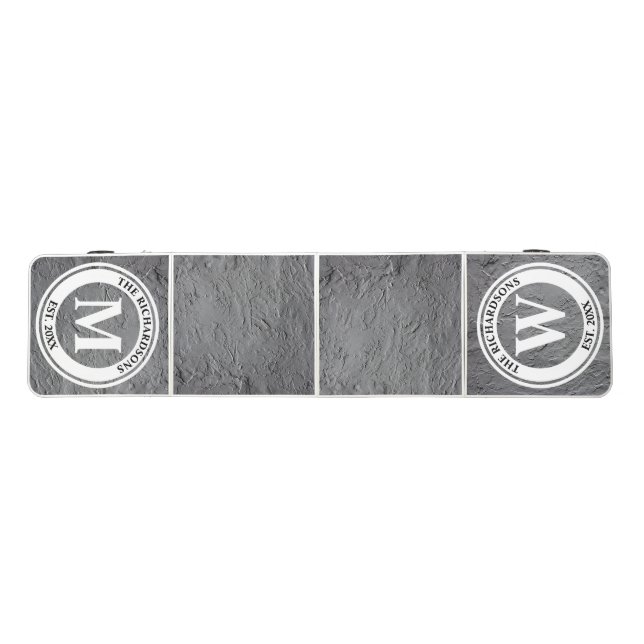 Monogram Grey Rough Concrete Plaster Effect Beer Pong Table (Top)