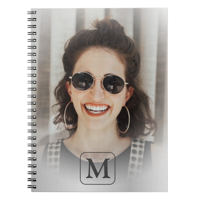 Monogram Grey Silver Photo Keepsake Notebook (Front)