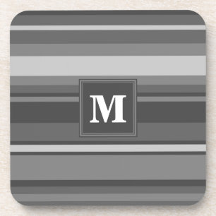 Monogram grey stripes beverage coaster