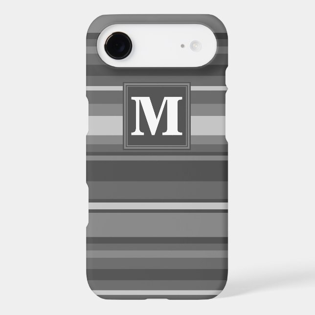 Monogram grey stripes Case-Mate iPhone case (Back)