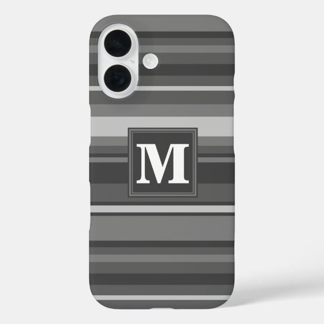 Monogram grey stripes Case-Mate iPhone case (Back)