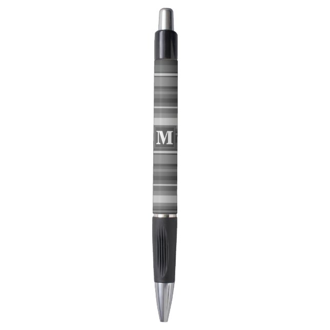 Monogram grey stripes pen (Front Vertical)