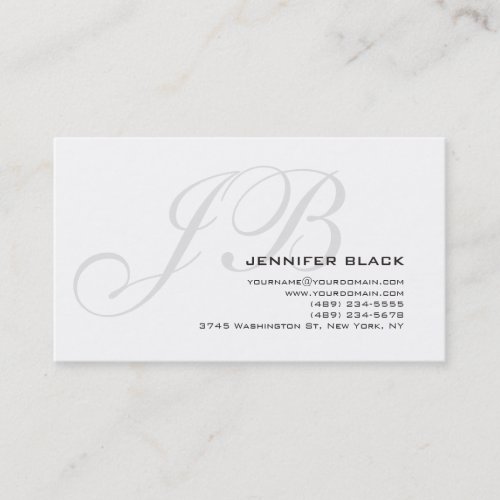 Monogram Grey White Color Tones Business Card