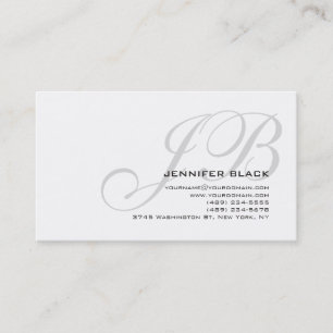 Monogram Grey White Color Tones Business Card