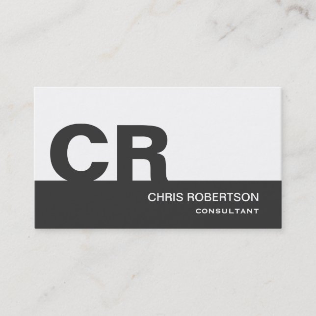 Monogram Grey White Consultant Business Card (Front)