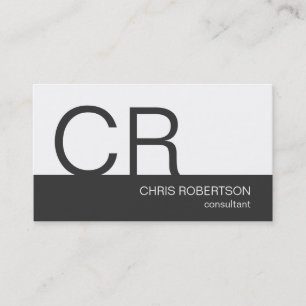 Monogram Grey White Consultant Business Card