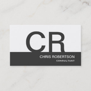 Monogram Grey White Consultant Business Card