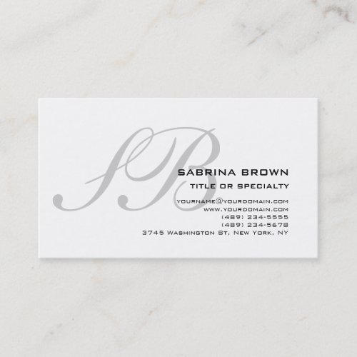 Monogram Grey White Consultant Business Card