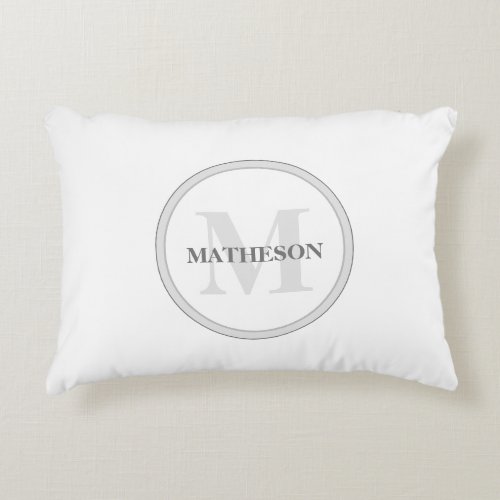 Monogram Grey white Hotel Guest Custom Accent Pillow