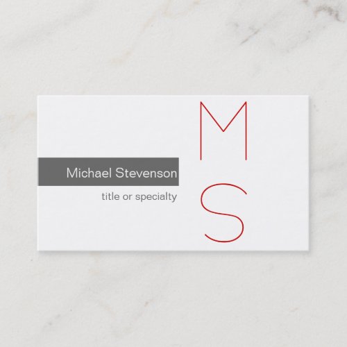 Monogram Grey White Photography Business Card