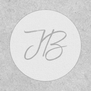 Monogram Grey White Plain Calligraphy Script Patch
