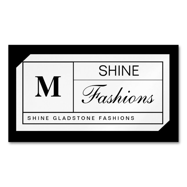 Monogram Grid Business Card Magnet (Front)