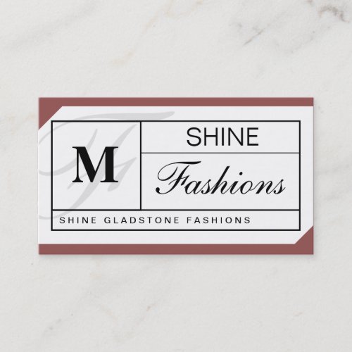 Monogram Grid Clay Red Business Card