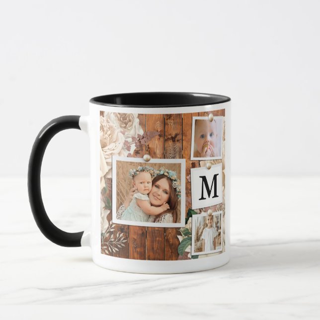 Monogram Grid Photo Collage Coffee Mug (Left)