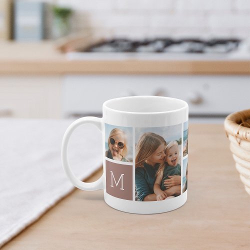 Monogram Grid Photo Collage Coffee Mug