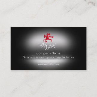 Monogram Grinning Red Gremlin Imp, metallic-effect Business Card