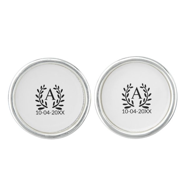 MONOGRAM GROOMSMAN ADD YEAR DATE NAME GIFTS CUFFLINKS (Front)