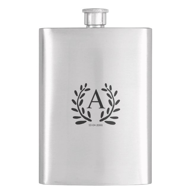 MONOGRAM GROOMSMAN ADD YEAR DATE NAME GIFTS FLASK (Front)