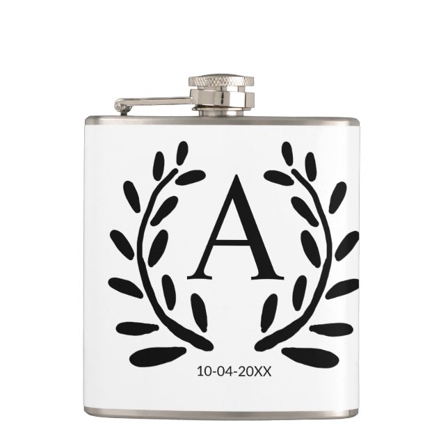 MONOGRAM GROOMSMAN ADD YEAR DATE NAME GIFTS FLASK (Front)