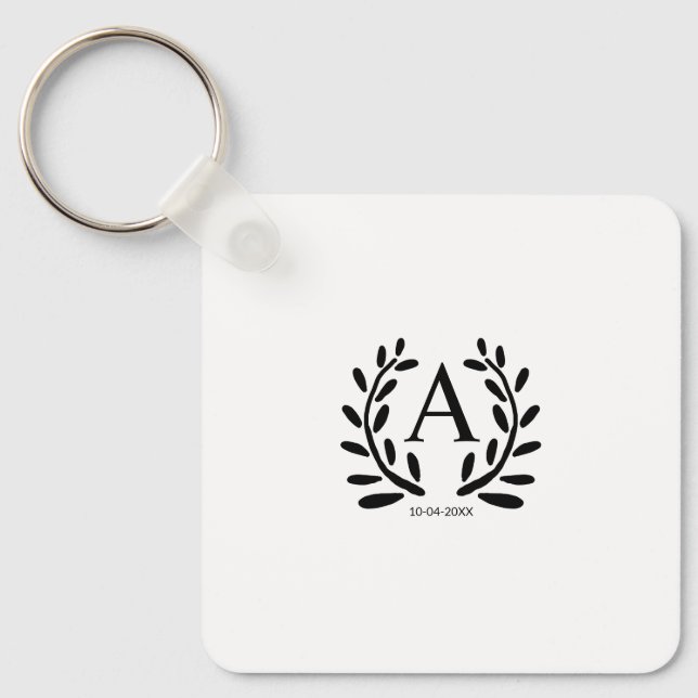 MONOGRAM GROOMSMAN ADD YEAR DATE NAME GIFTS KEYCHAIN (Front)