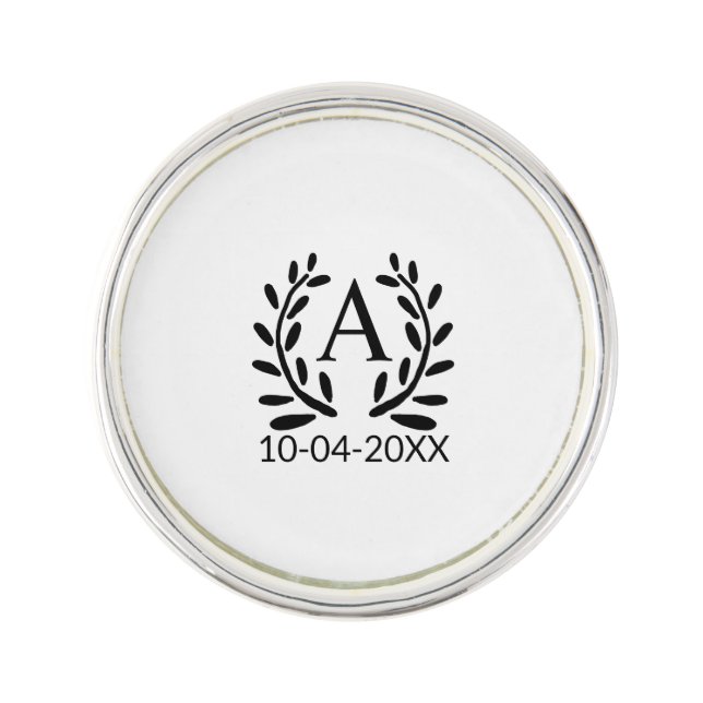 MONOGRAM GROOMSMAN ADD YEAR DATE NAME GIFTS LAPEL PIN (Front)