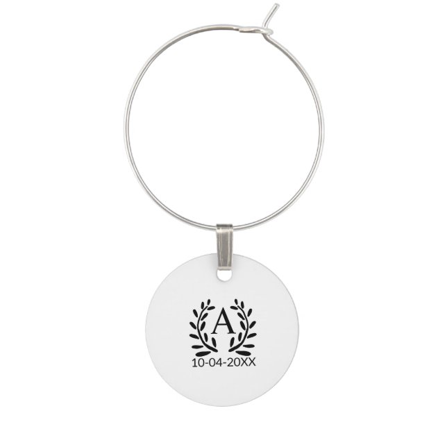 MONOGRAM GROOMSMAN ADD YEAR DATE NAME GIFTS WINE CHARM (Front)
