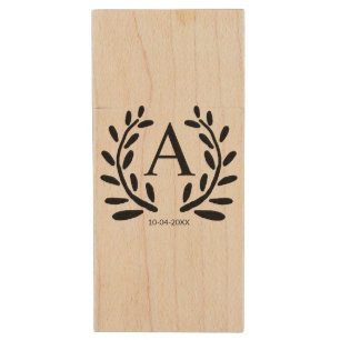 MONOGRAM GROOMSMAN ADD YEAR DATE NAME GIFTS WOOD FLASH DRIVE