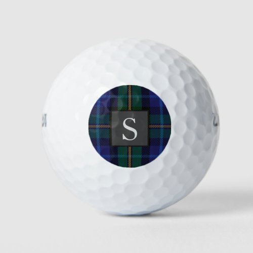 Monogram Groomsman Best Man BlueGreen Smith Tartan Golf Balls
