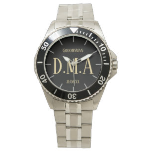Monogram Groomsman Bestman Father Groom Bride Watch