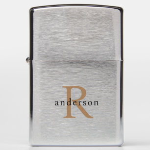 Monogram Groomsman Custom Gold & Black Zippo Lighter